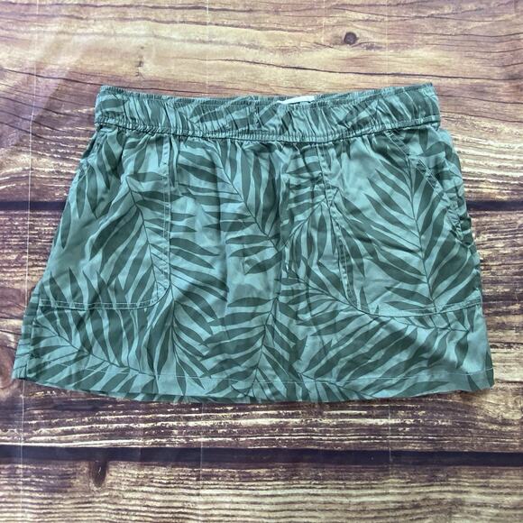 Nicole Miller Skirt Woman's XL Green Fern Leaf Lyocell Belted Mini 2-Pocket - Picture 1 of 5